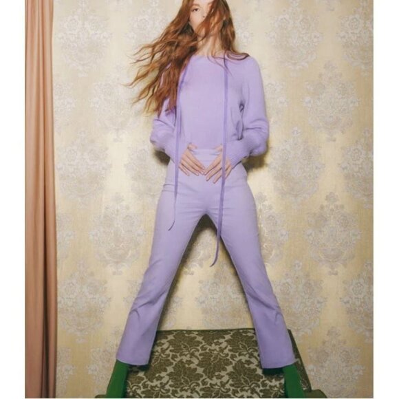 Hill House Claire Pants Hi-Rise Pintuck Pull On Womens Small NWT Lavander - Picture 1 of 16